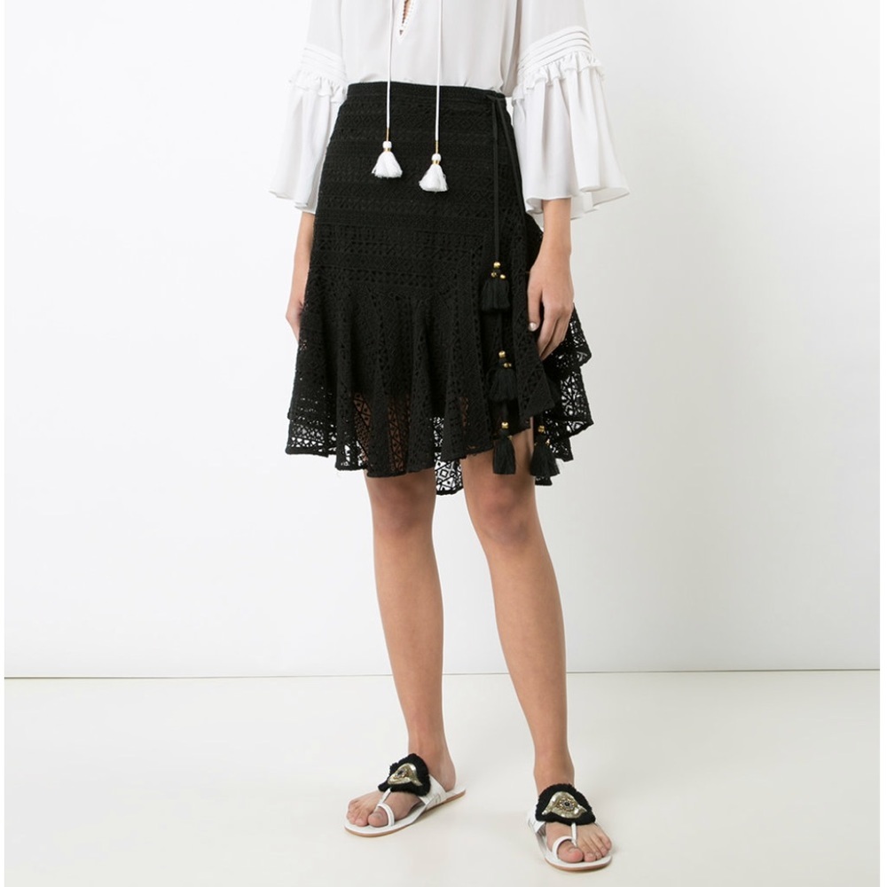 Figue Skirt Onyx Mariana Lace Tassle A Line Crochet 2